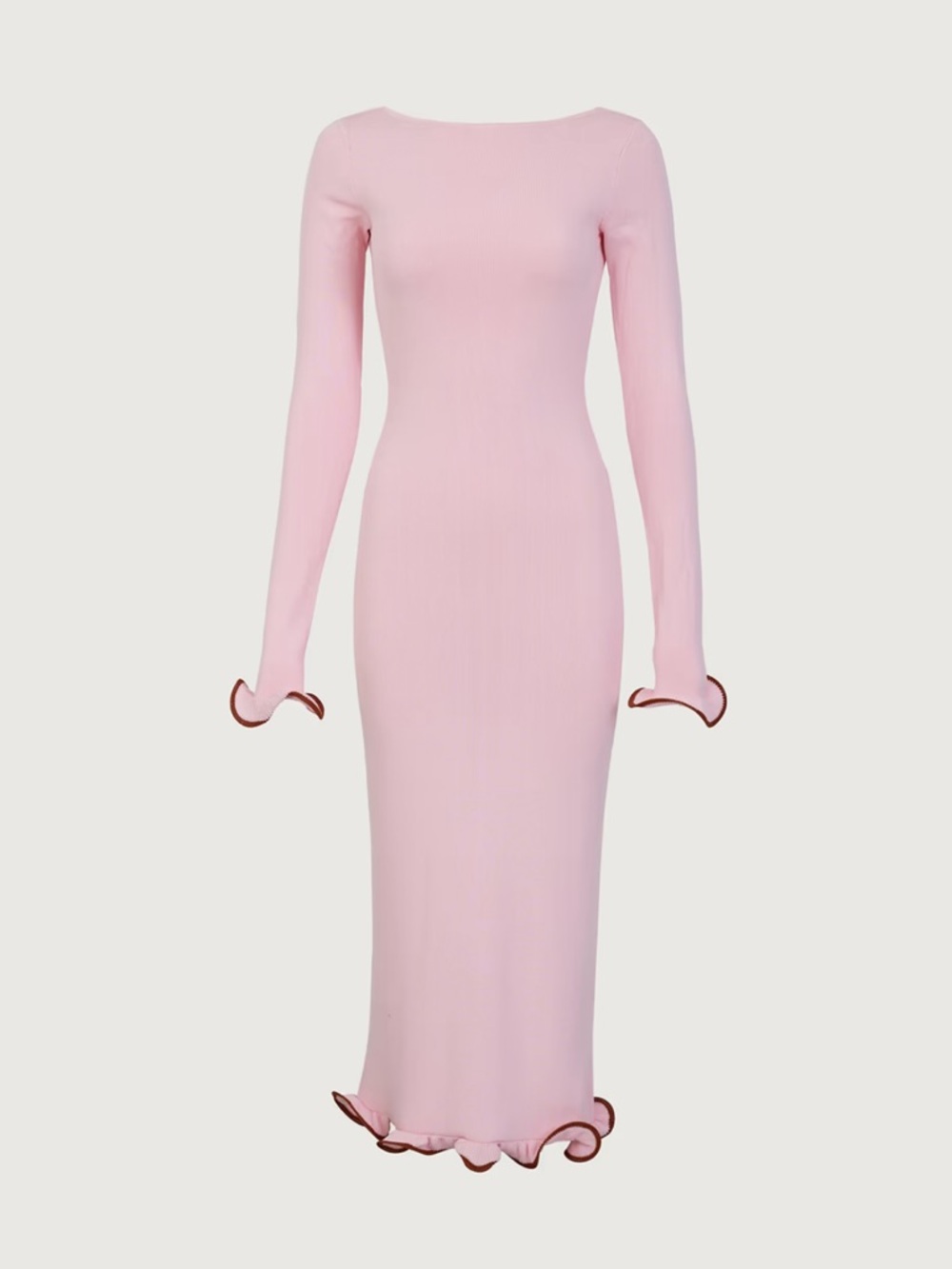 SAME Los Angeles Ruffle Hem Midi Dress in Baby Pink - Size M